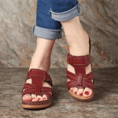 Women's Comfort Boho-Style Sandals – Burgundy