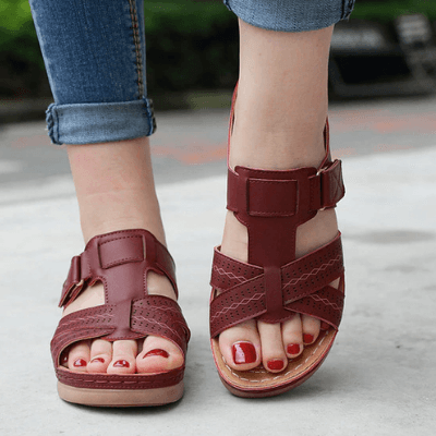 Women's Comfort Boho-Style Sandals – Burgundy