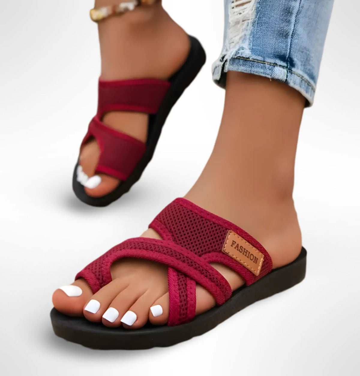 Women's Comfort Sandals with Adjustable Strap – Red