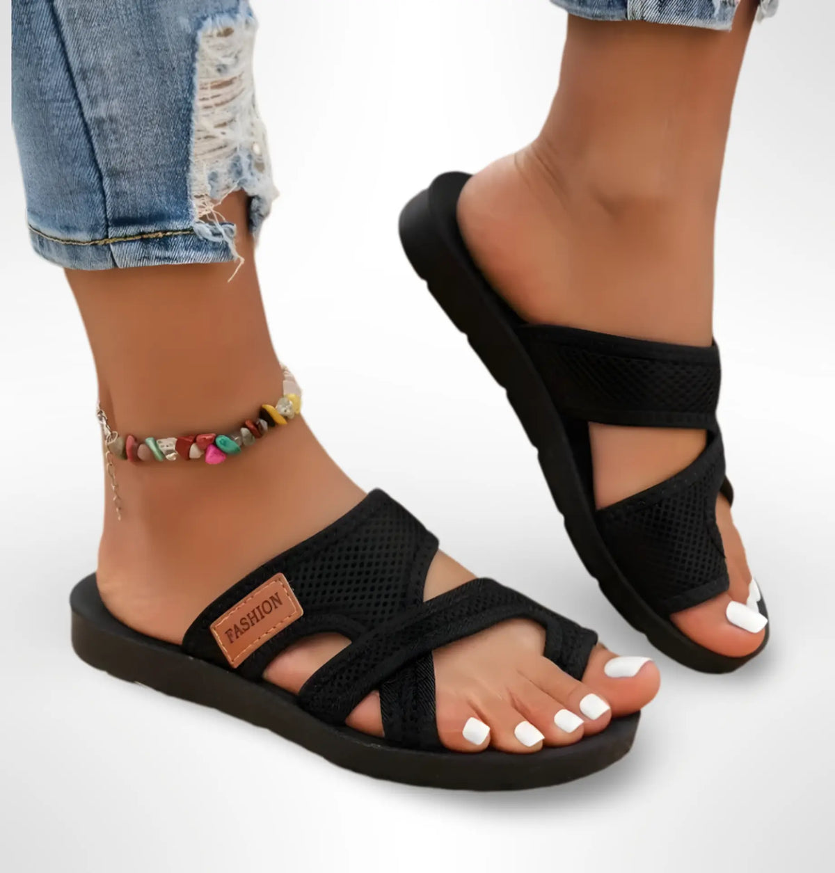 Women's Comfort Sandals with Adjustable Strap – Black