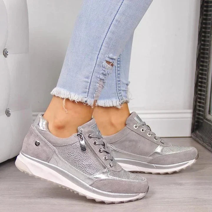 Women's Cushioned Sneakers – Silver