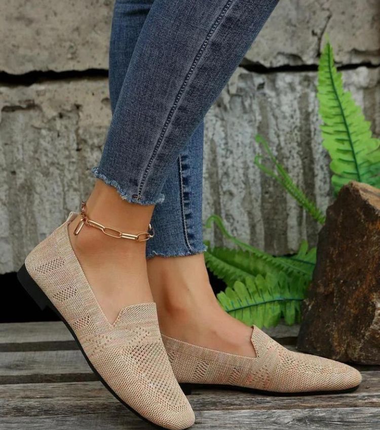 Women's Comfort Flat Shoes, Non-Slip – Beige