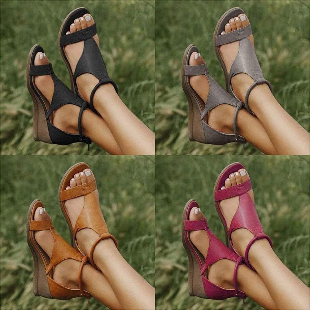 Women's Comfort Heeled Sandals with Ankle Strap – Grey