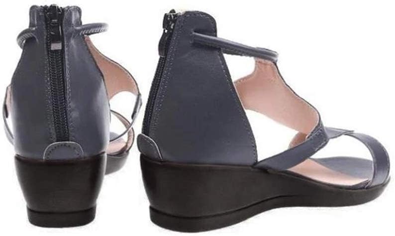 Women's Comfort Heeled Sandals with Ankle Strap – Grey