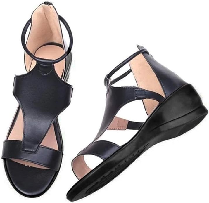 Women's Comfort Heeled Sandals with Ankle Strap – Grey