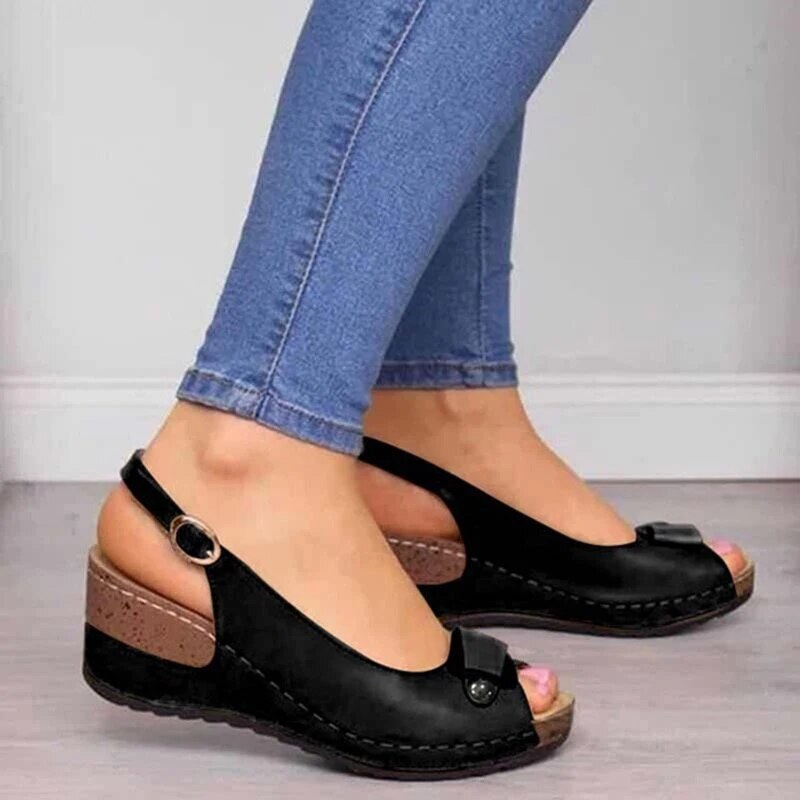 Women's Supportive Heeled Sandals – Black