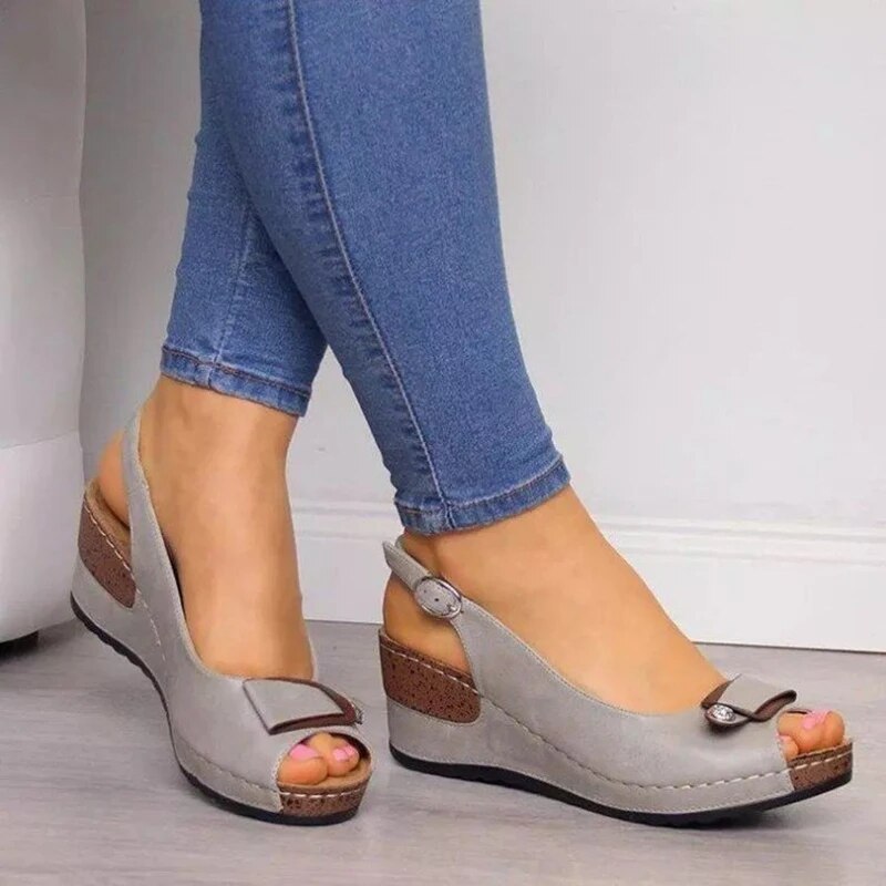 Women's Supportive Heeled Sandals – Grey