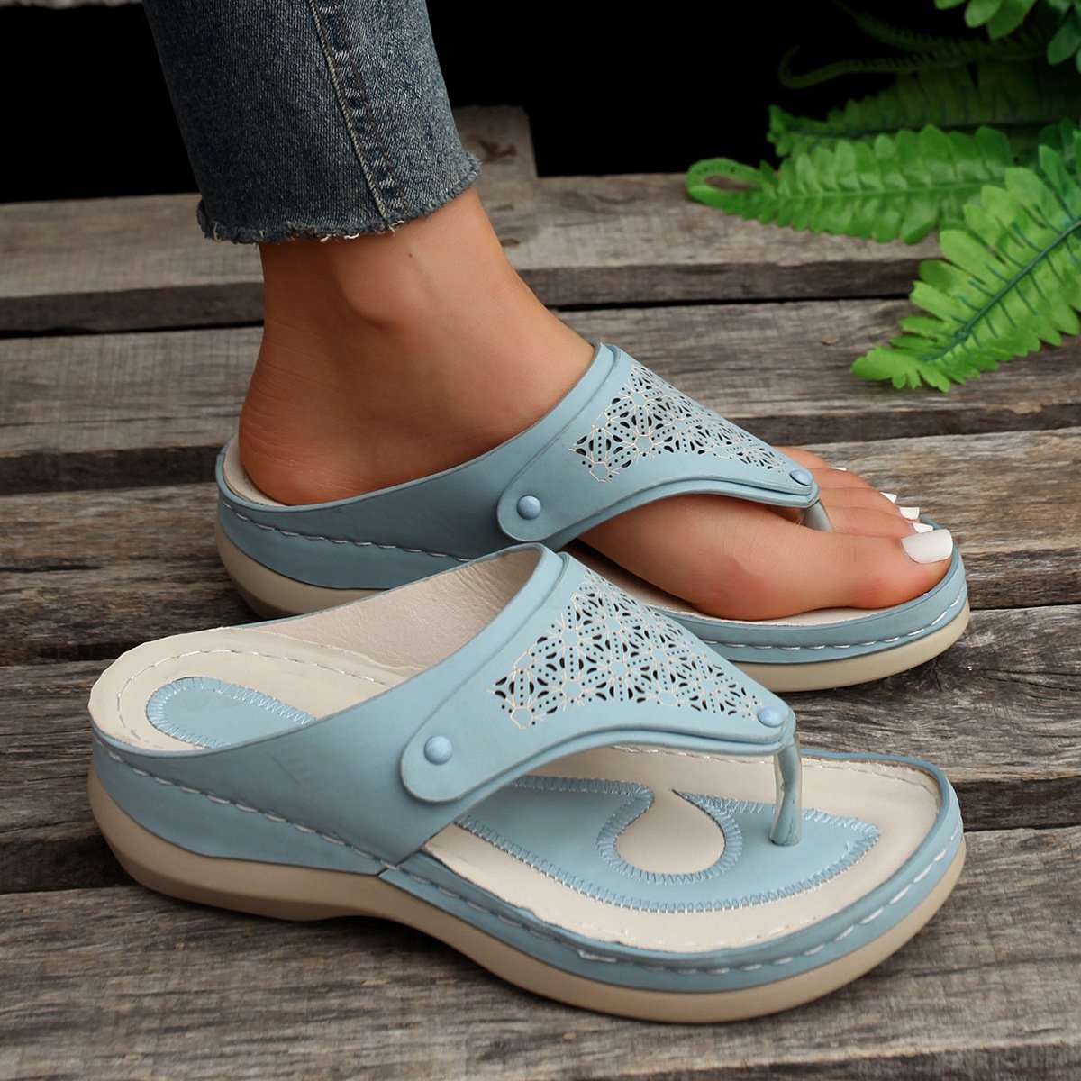 Women's Leather Hiking Sandals – Peacock Blue
