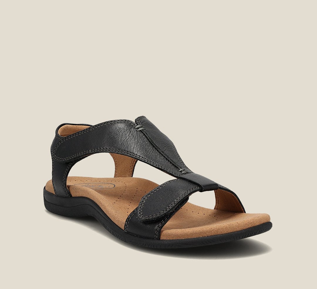 Women's Comfort Leather Sandals with Anatomical Insole – Black