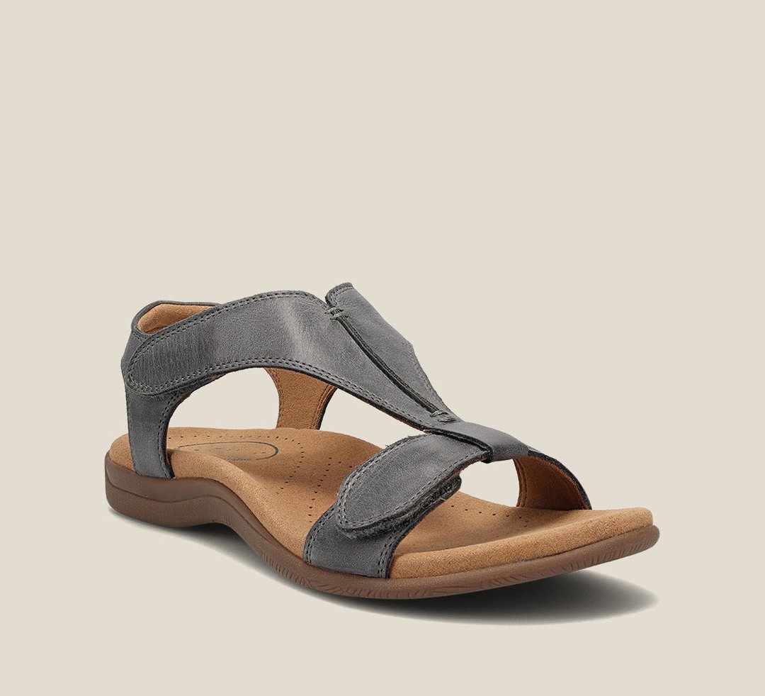 Women's Comfort Leather Sandals with Anatomical Insole – Grey