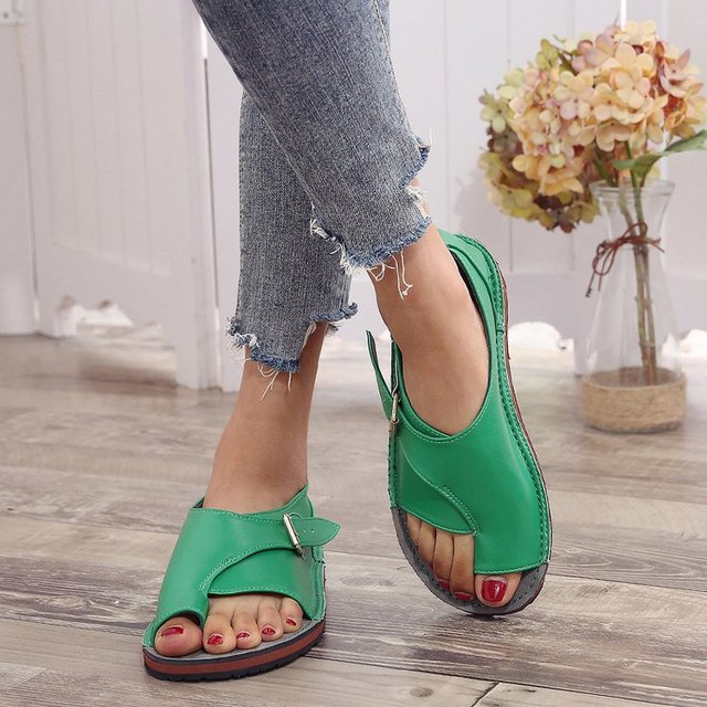 Women's Comfort Sandals in a Patchwork Design – Green