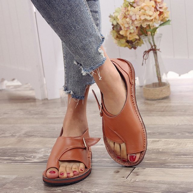 Women's Comfort Sandals in a Patchwork Design – Brown