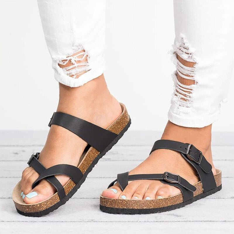 Women's Cushioned Sandals with Adjustable Straps – Black