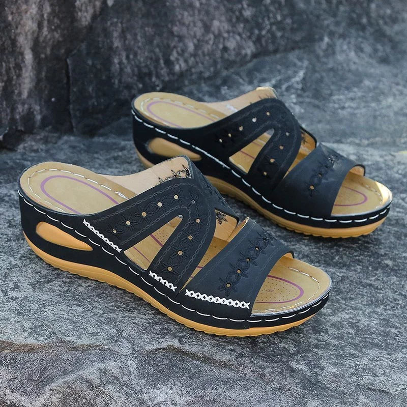 Women's Comfort Sandals with Triple Support – Black