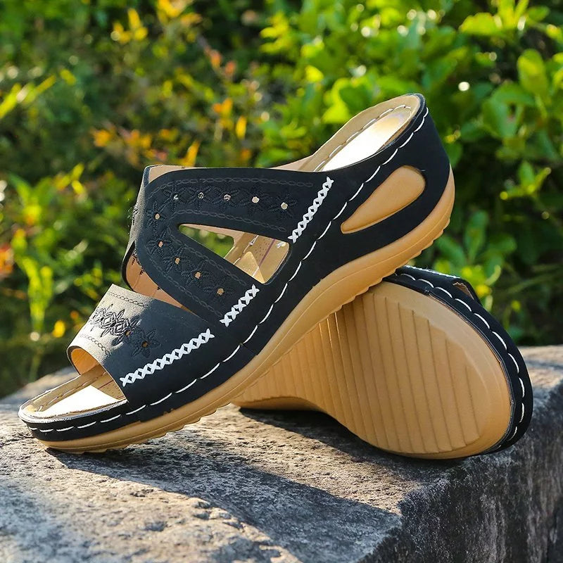 Women's Comfort Sandals with Triple Support – Black
