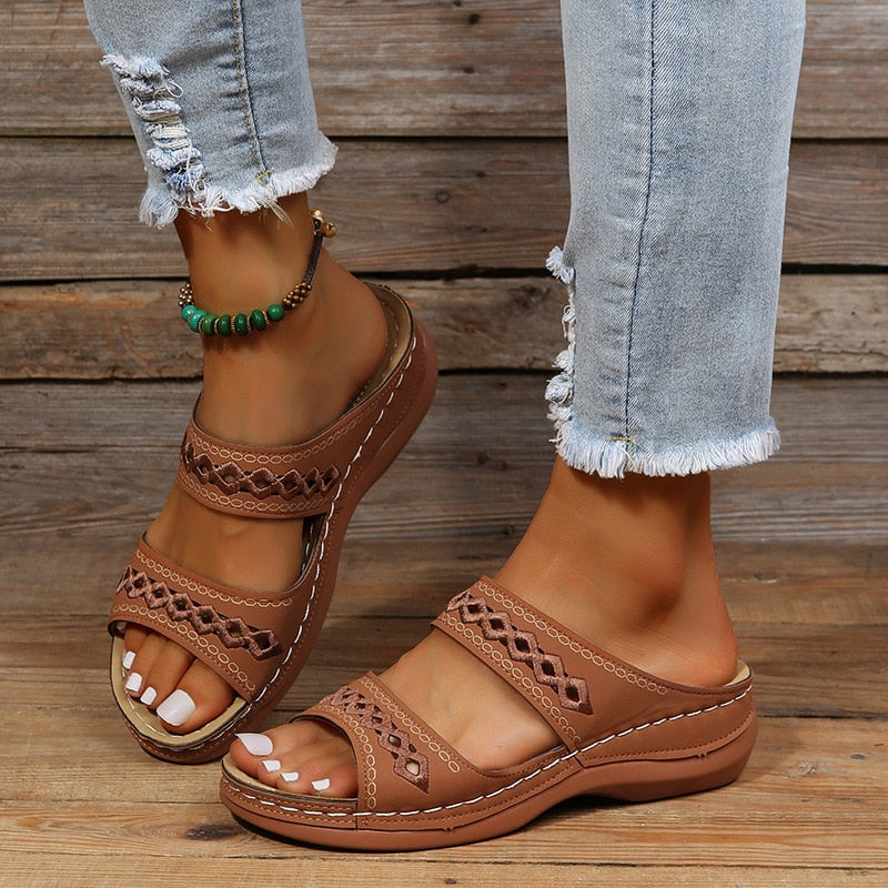 Women's Comfort Sandals with Triple Support – Dark Brown