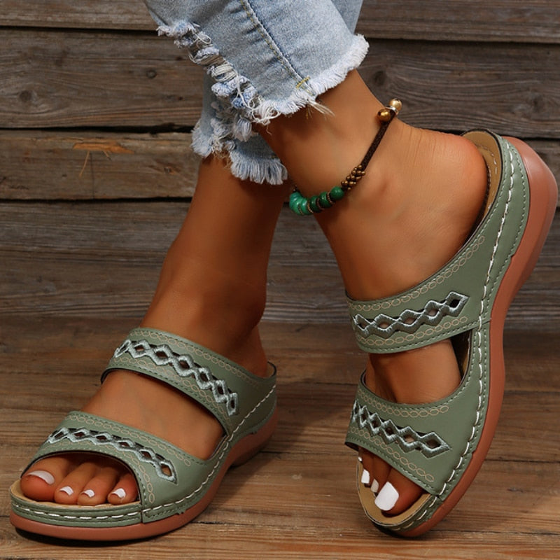 Women's Comfort Sandals with Triple Support – Green