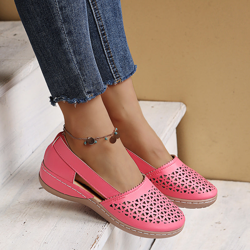 Women's Comfort Sandals with a Sturdy Heel – Pink & Red