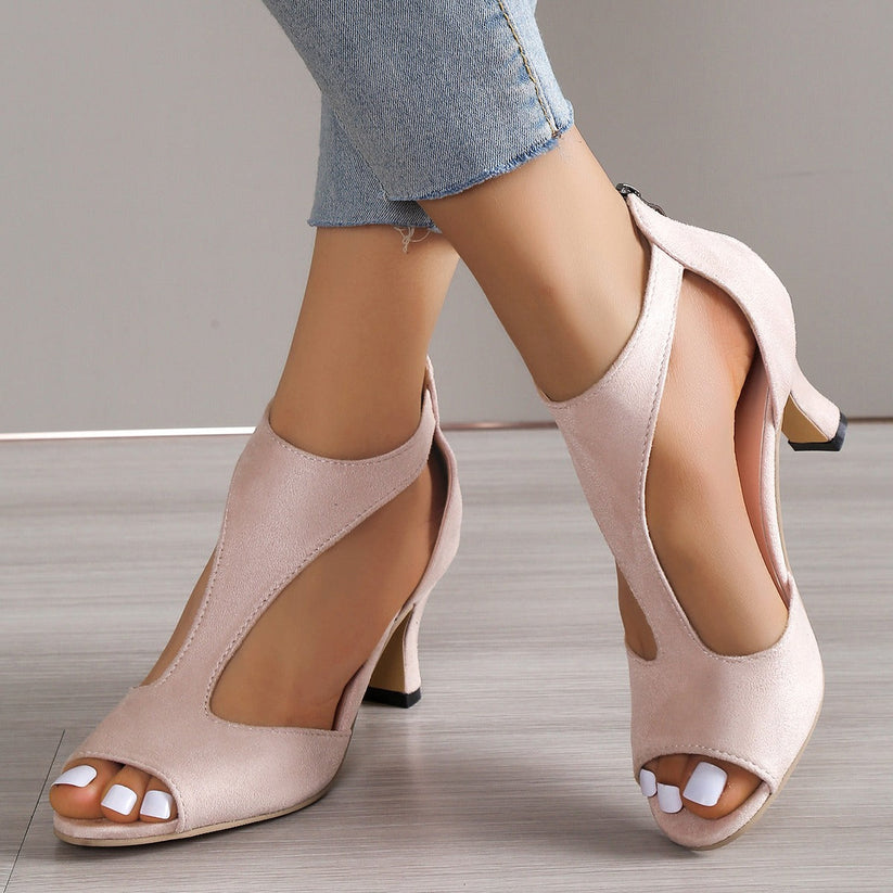 Women's Supportive Sandals with an Elegant Heel – Pink