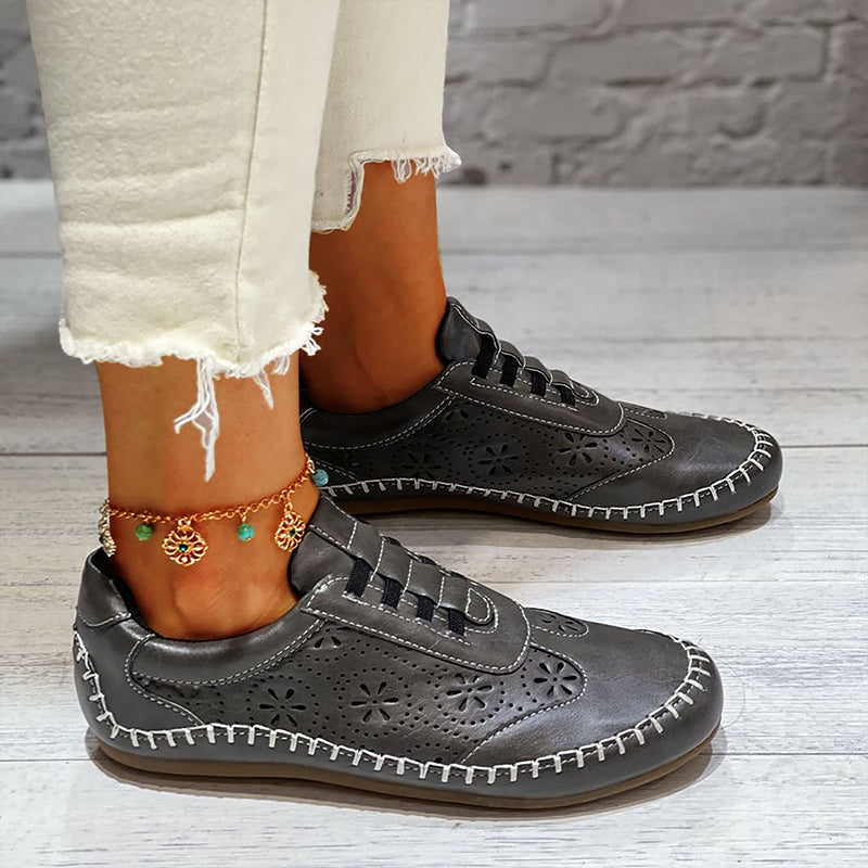 Women's Comfort Shoes with an Openwork Pattern – Black