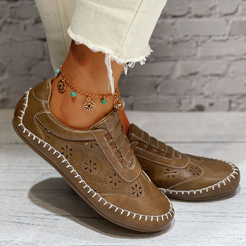 Women's Comfort Shoes with an Openwork Pattern – Brown
