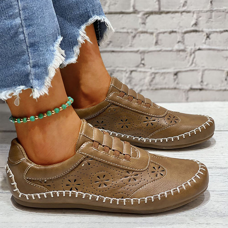Women's Comfort Shoes with an Openwork Pattern – Brown
