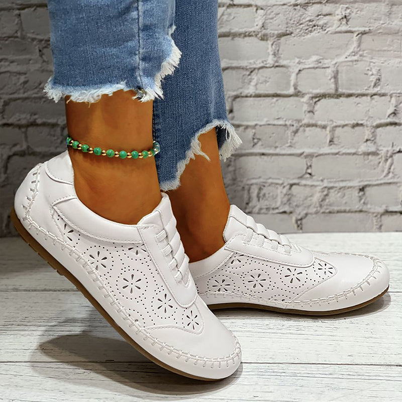 Women's Comfort Shoes with an Openwork Pattern – Brown