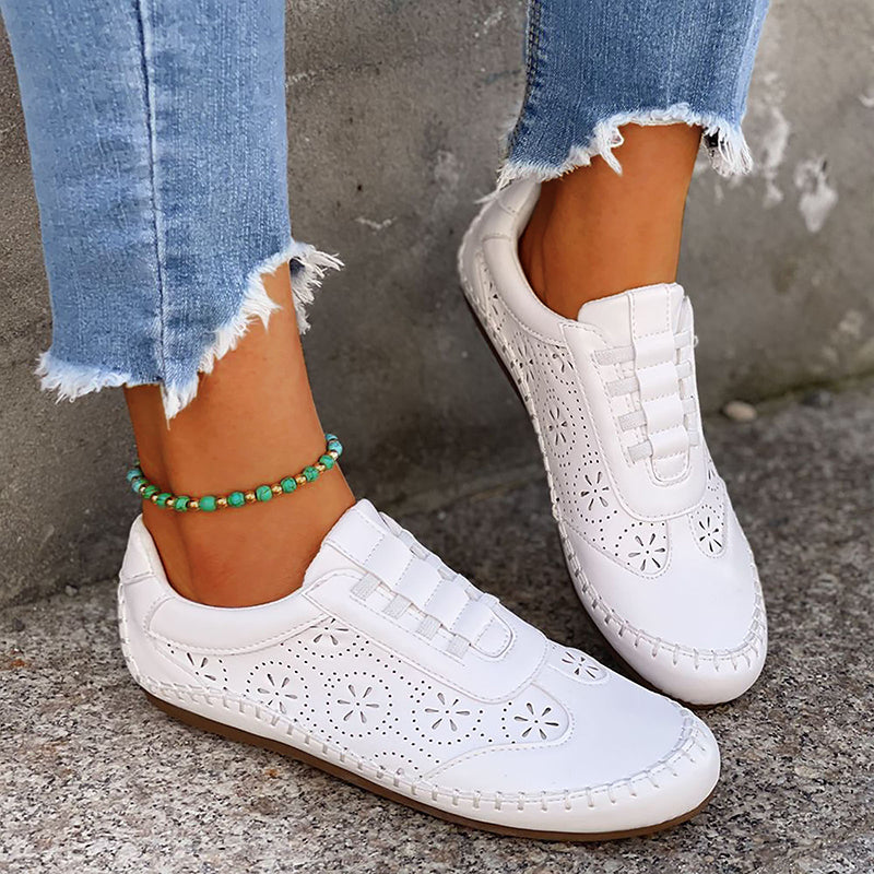 Women's Comfort Shoes with an Openwork Pattern – Brown