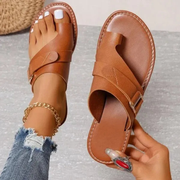 Women's Supportive Slides with Adjustable Fit – Brown