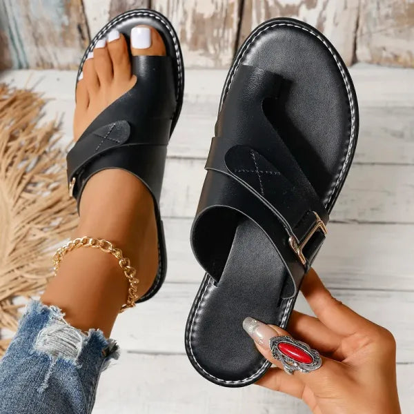 Women's Supportive Slides with Adjustable Fit – Black