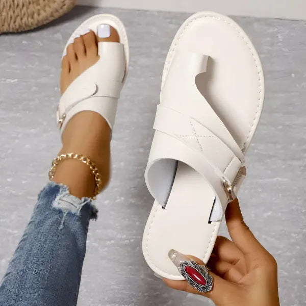 Women's Supportive Slides with Adjustable Fit – White