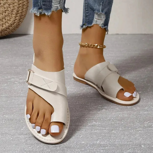 Women's Supportive Slides with Adjustable Fit – White