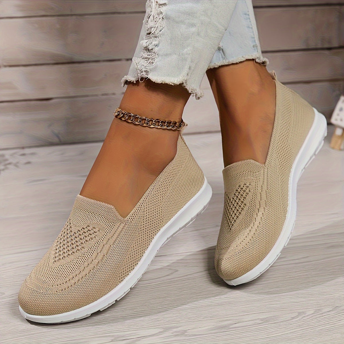 Women's Breathable Slip-On Comfort Shoes – Beige