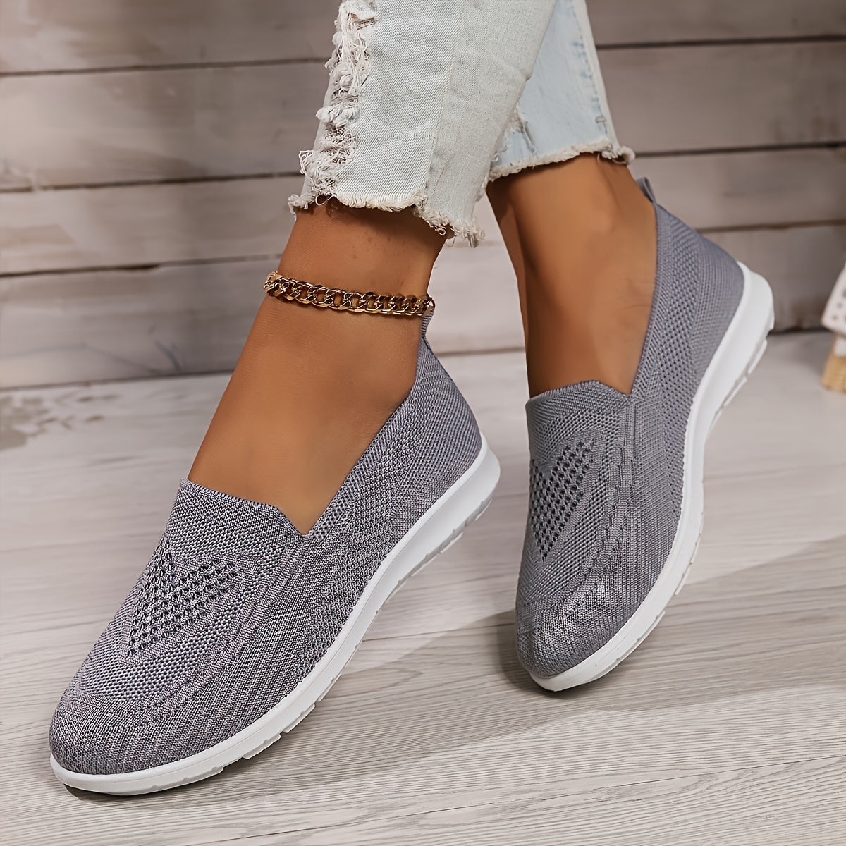 Women's Breathable Slip-On Comfort Shoes – Grey
