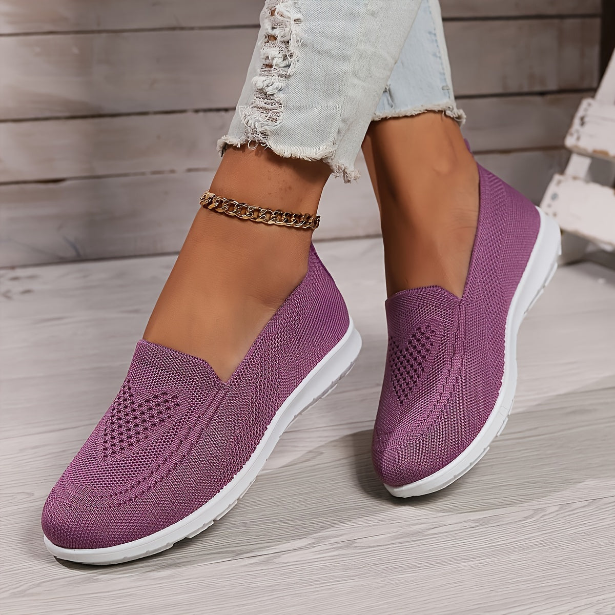 Women's Breathable Slip-On Comfort Shoes – Purple