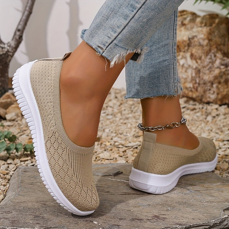 Women's Comfort Slip-On Shoes, Lightweight and Breathable – Apricot