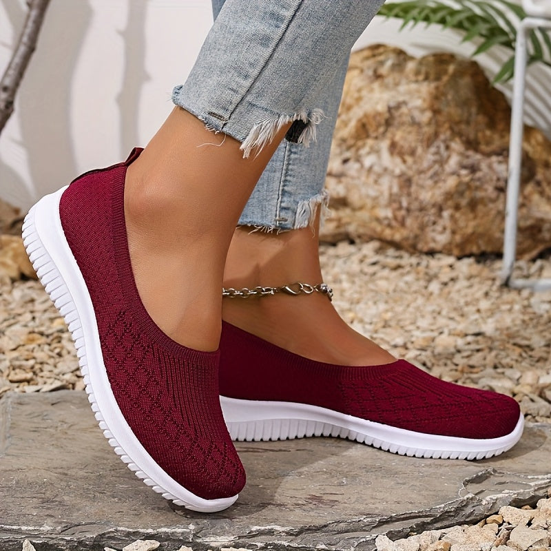 Women's Comfort Slip-On Shoes, Lightweight and Breathable – Red