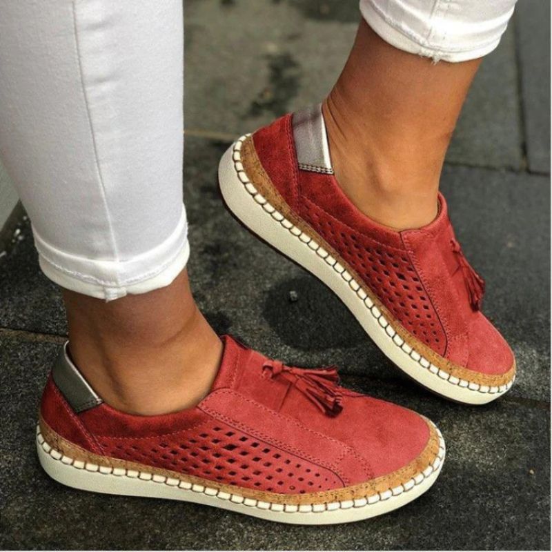 Women's Comfort Slip-On Shoes with Cushioning – Red