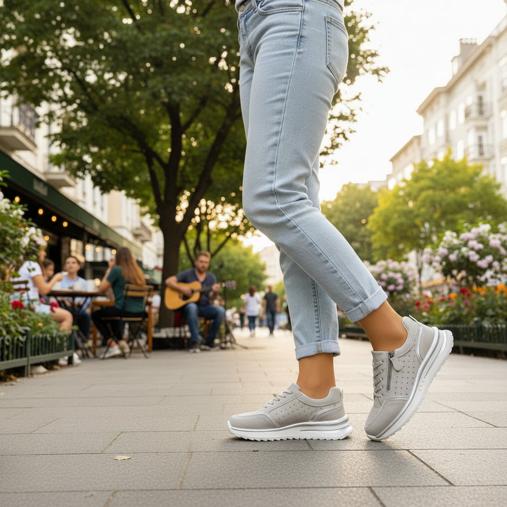 Women's Supportive Sneakers with a Comfortable Sole – Grey