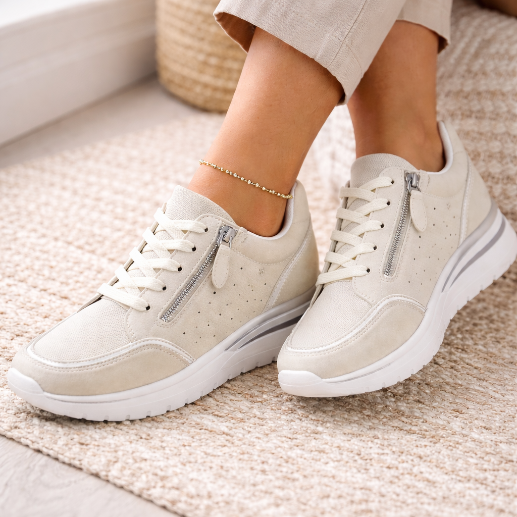 Women's Supportive Sneakers with a Comfortable Sole – Cream
