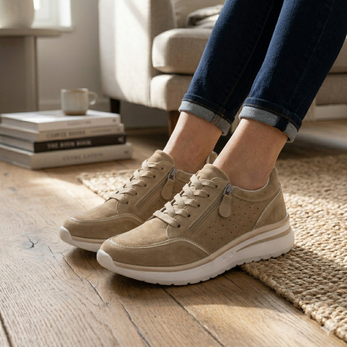 Women's Supportive Sneakers with a Comfortable Sole – Beige