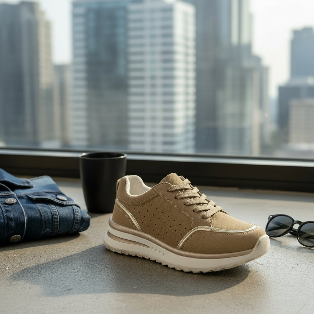 Women's Supportive Sneakers with a Comfortable Sole – Beige