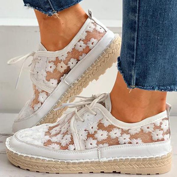 Women's Comfort Sneakers with Embroidery – Beige