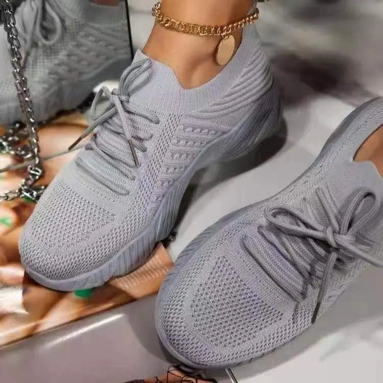 Women's Comfort Sneakers with Breathable Mesh – Grey
