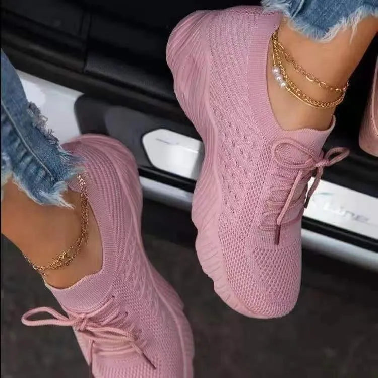 Women's Comfort Sneakers with Breathable Mesh – Pink