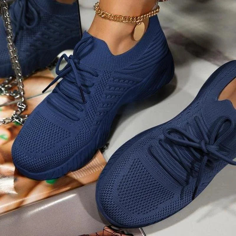 Women's Comfort Sneakers with Breathable Mesh – Blue