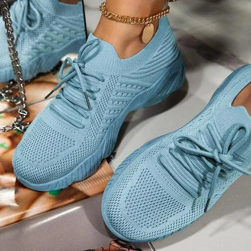 Women's Comfort Sneakers with Breathable Mesh – Light Blue