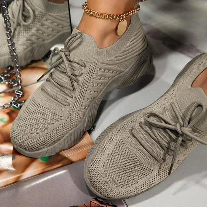 Women's Comfort Sneakers with Breathable Mesh – Khaki