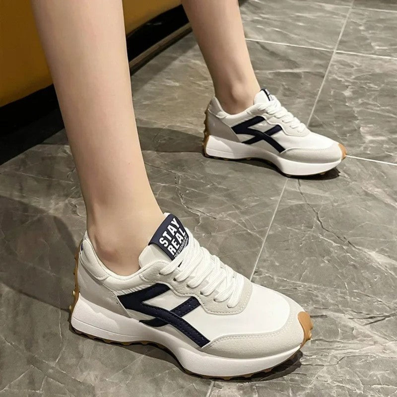 Women's Comfort Sneakers with Non-Slip Sole – White & Blue