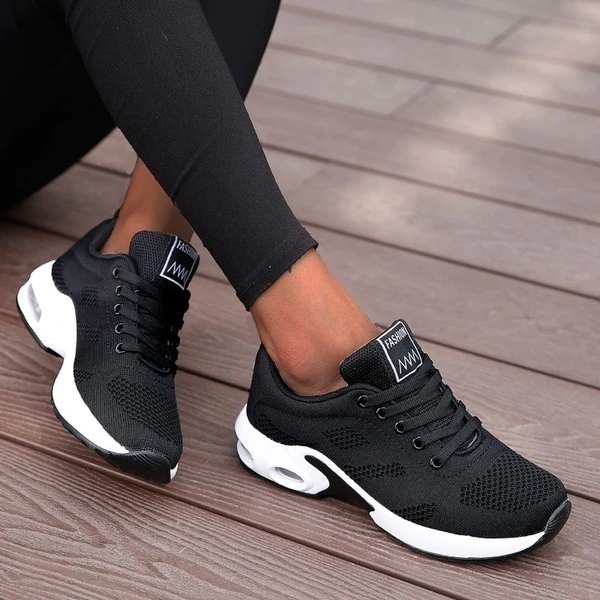 Women's Comfort Walking Sneakers – Black